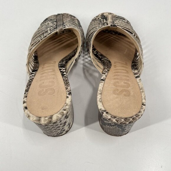 Schutz Leather Snakeskin Sandals Block Heel Sz 7 - Picture 4 of 8